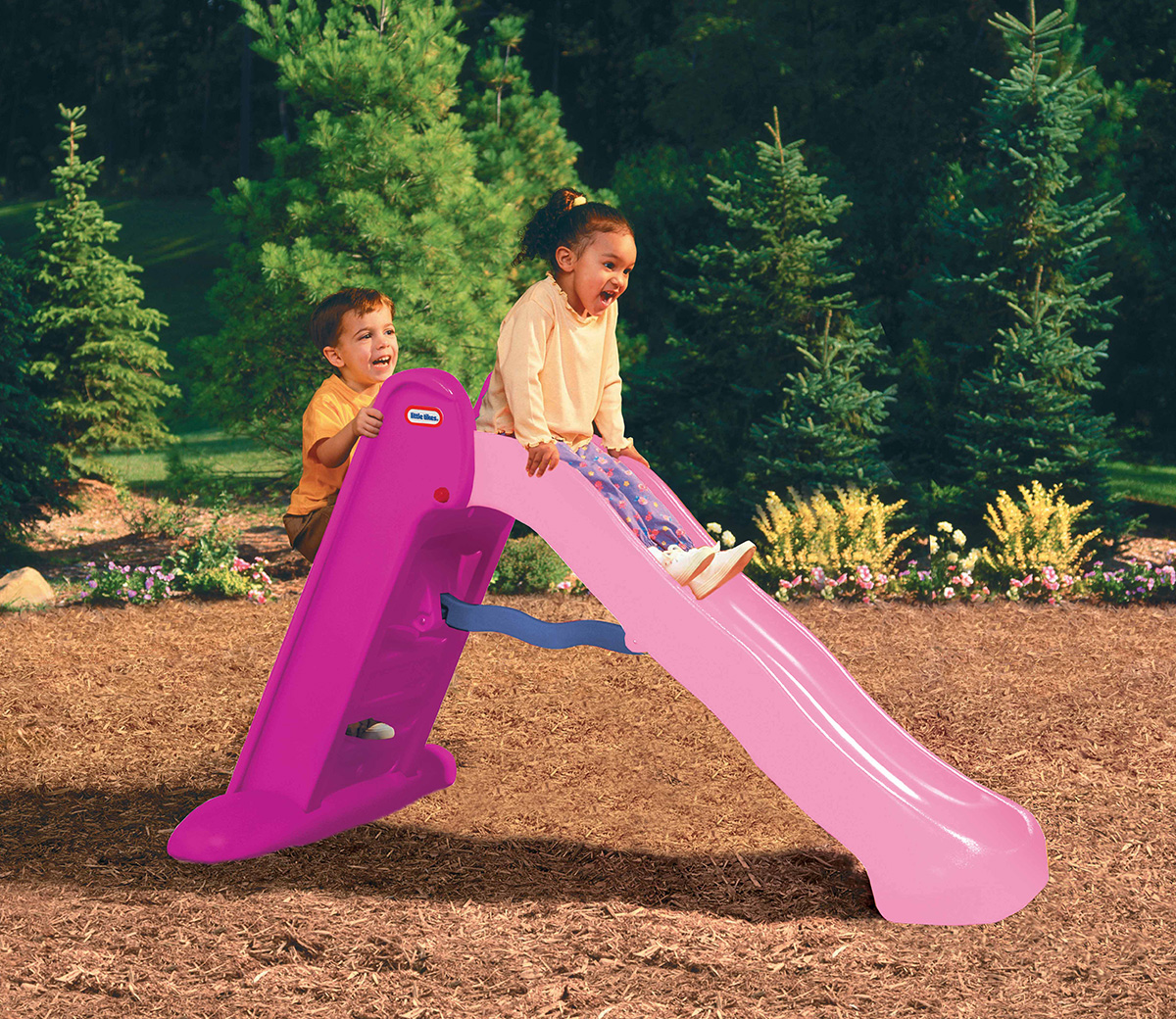 pink garden slides